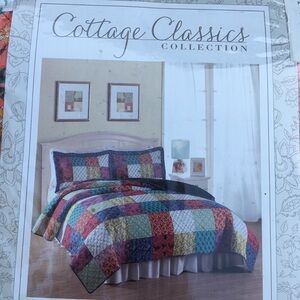 Multicolor Quilt Patch Bedspread Set Full/Queen NEW